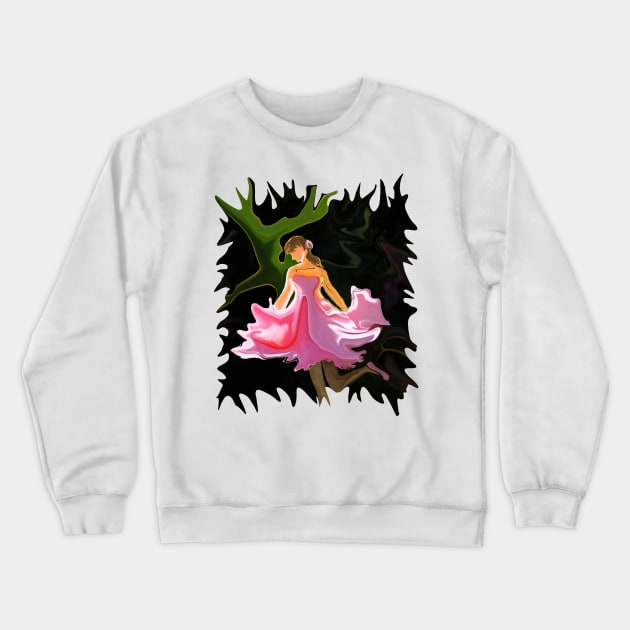 Graceful Flower Ballerina Crewneck Sweatshirt by distortionart